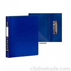 Папка пласт с зажимом + карман PROFF 0,7мм, синий